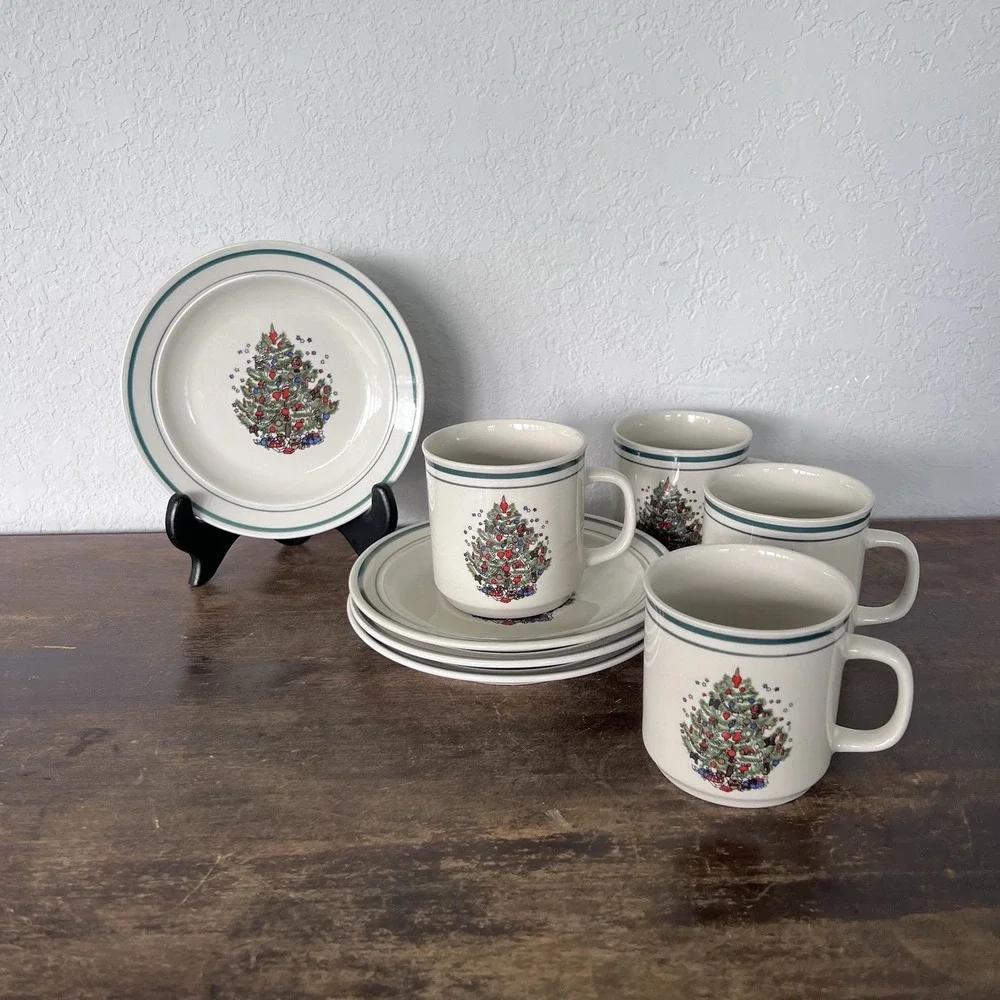 VTG Holiday Stoneware Place Setting For 4 People (16pc‎ Set)